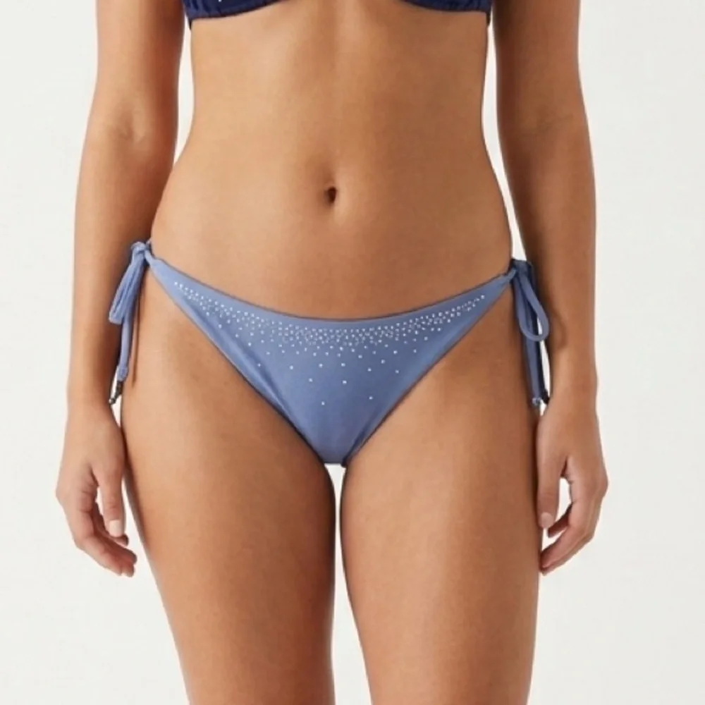 Bellissima Swarovski Crystal Bikini Bottoms Blue Rhinestone Sparkle Size XL NEW